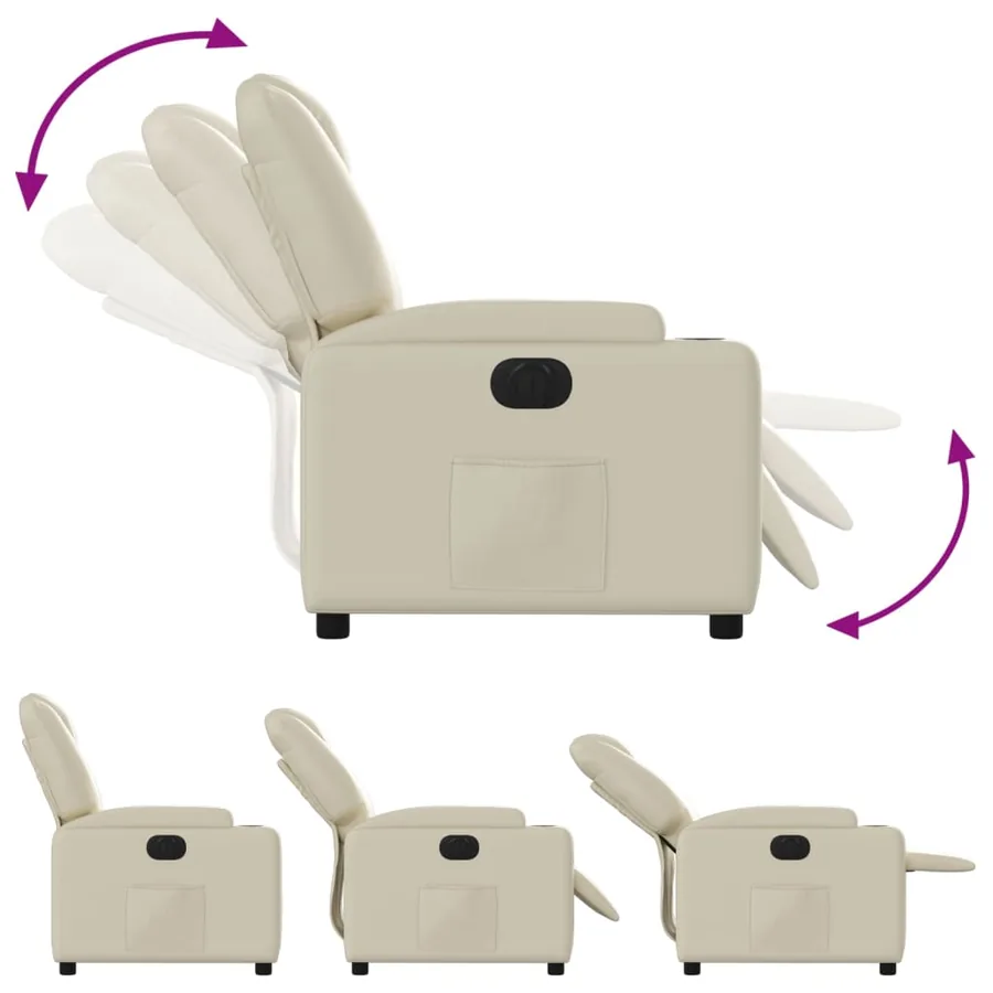 Fauteuil inclinable électrique Crème Similicuir - 7