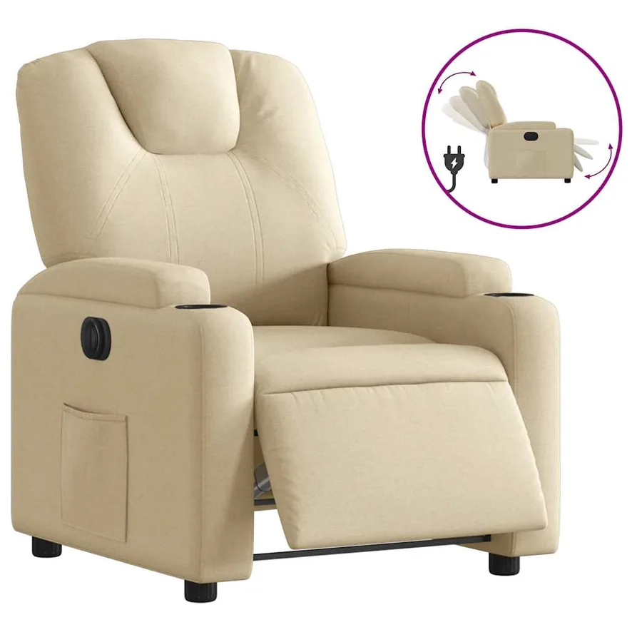 Fauteuil inclinable électrique Crème Tissu - 2