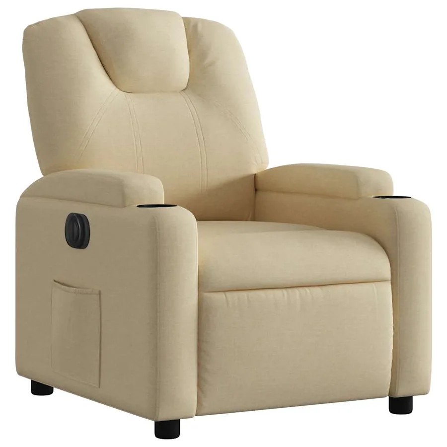 Fauteuil inclinable électrique Crème Tissu - 4
