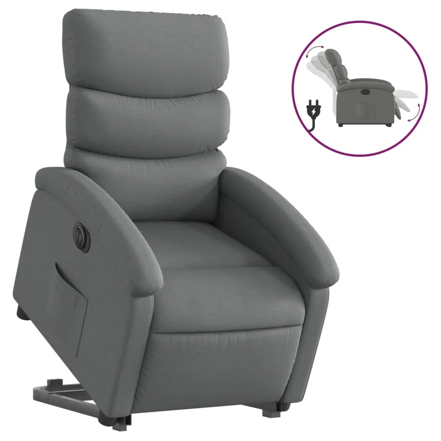 Fauteuil inclinable électrique gris foncé tissu - 2