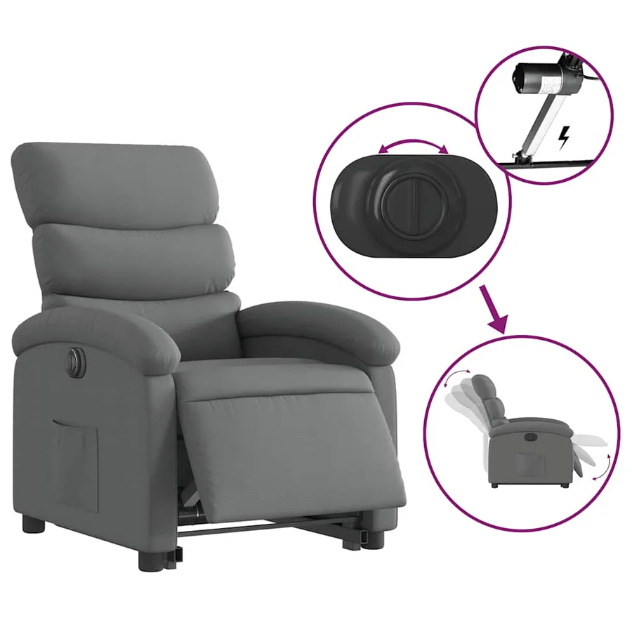 Fauteuil inclinable électrique gris foncé tissu - 6