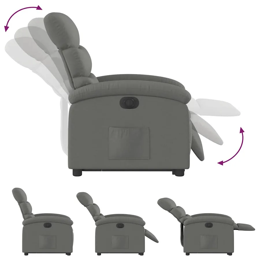Fauteuil inclinable électrique gris foncé tissu - 7