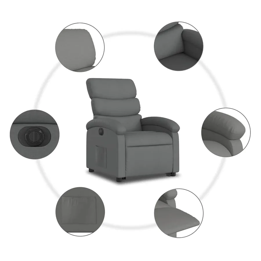 Fauteuil inclinable électrique gris foncé tissu - 8