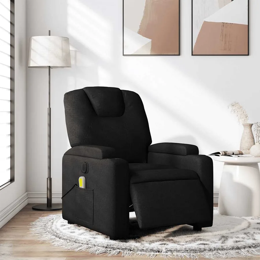 Fauteuil de massage inclinable électrique Noir Tissu - 15