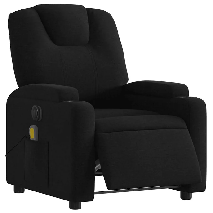 Fauteuil de massage inclinable électrique Noir Tissu - 3