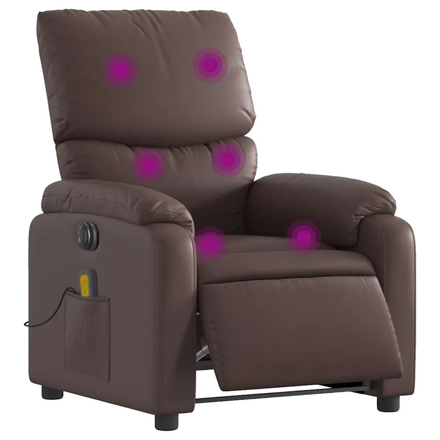 Fauteuil de massage inclinable électrique marron similicuir - 3