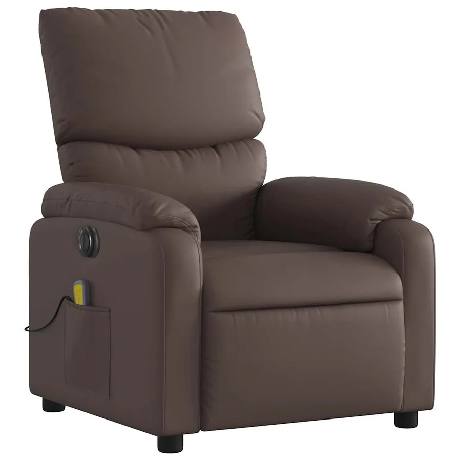 Fauteuil de massage inclinable électrique marron similicuir - 4