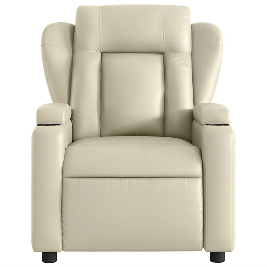 Fauteuil de massage inclinable électrique crème similicuir - 9