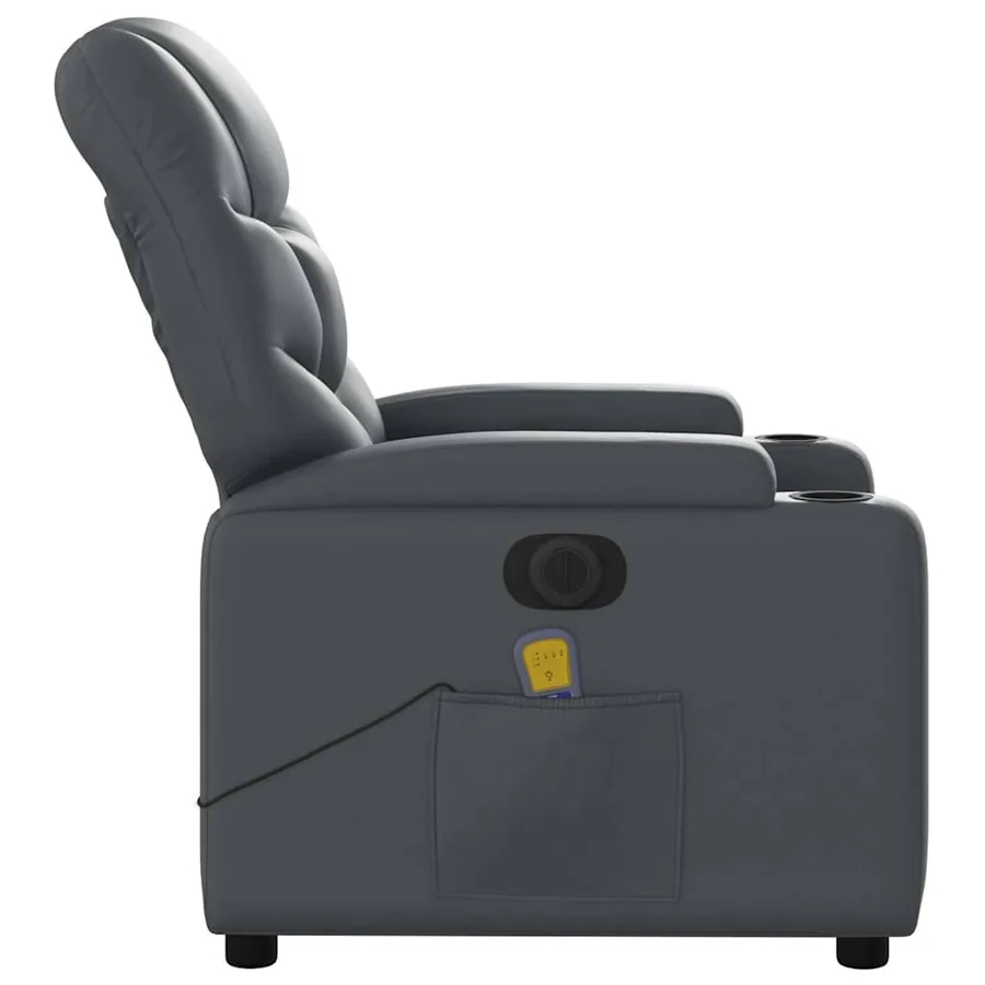 Fauteuil de massage inclinable électrique gris similicuir - 10