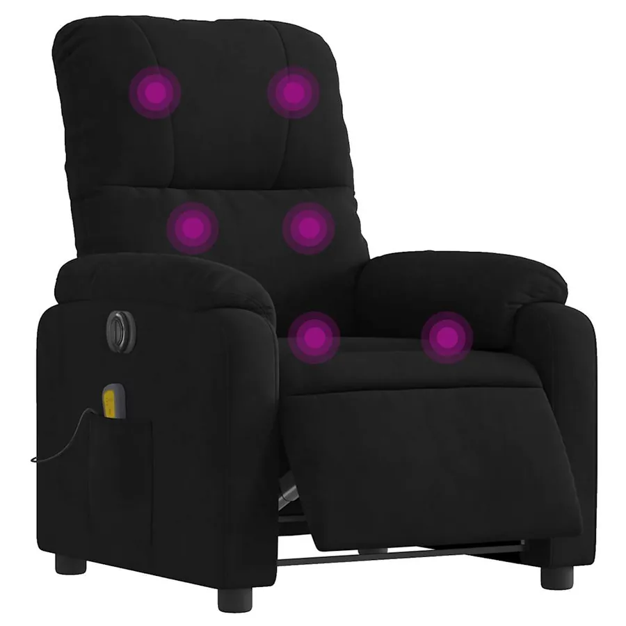 Fauteuil inclinable de massage électrique noir tissu microfibre - 3