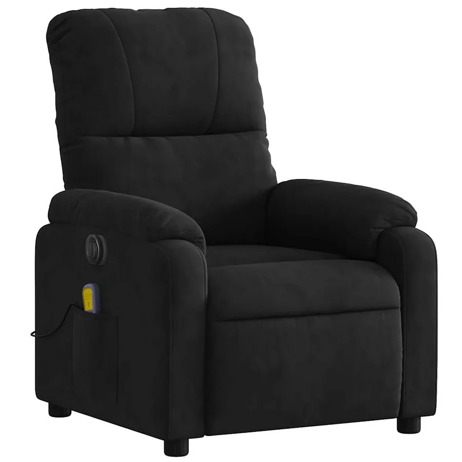 Fauteuil inclinable de massage électrique noir tissu microfibre - 4