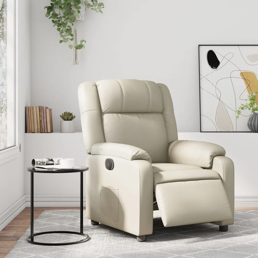 Fauteuil inclinable électrique Crème Similicuir - 16