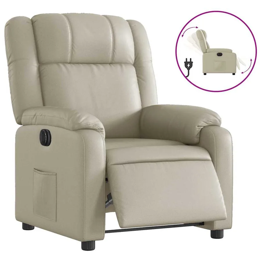 Fauteuil inclinable électrique Crème Similicuir - 2