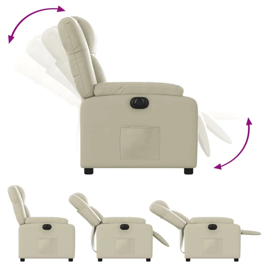 Fauteuil inclinable électrique Crème Similicuir - 7