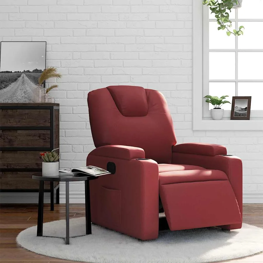 Fauteuil inclinable électrique Rouge bordeaux Similicuir - 16