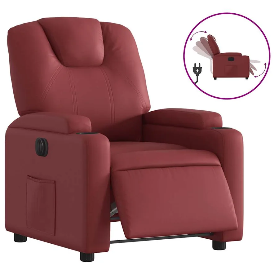 Fauteuil inclinable électrique Rouge bordeaux Similicuir - 2