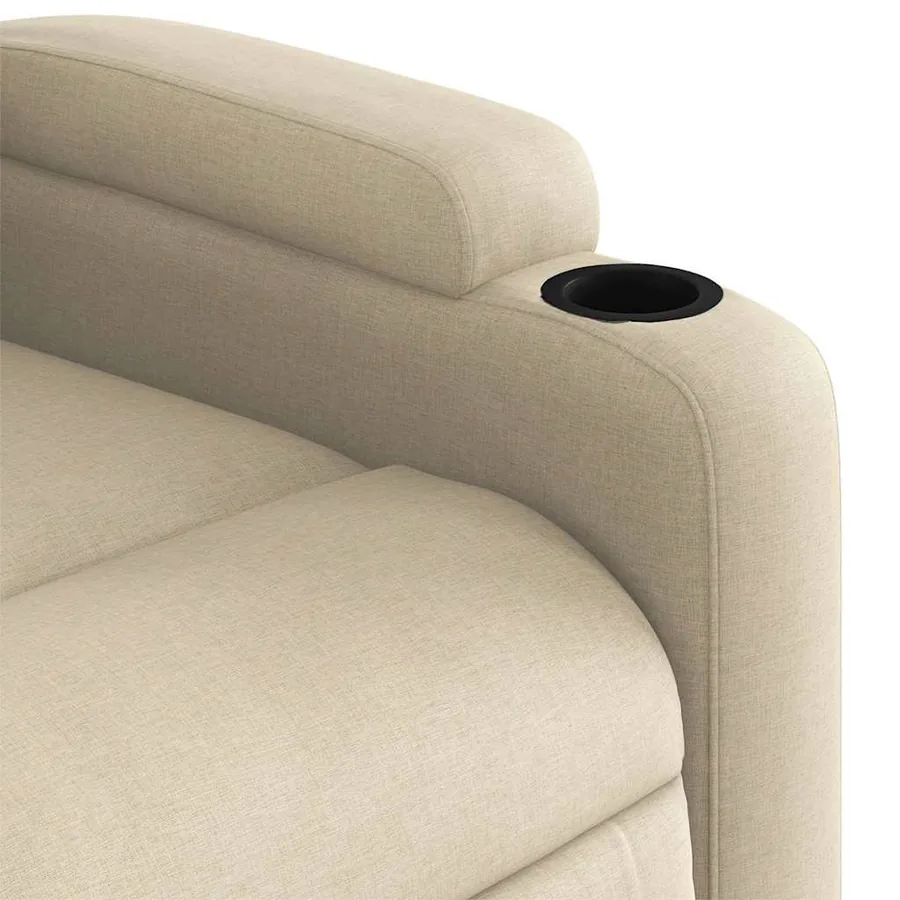 Fauteuil inclinable de massage électrique crème tissu - 11