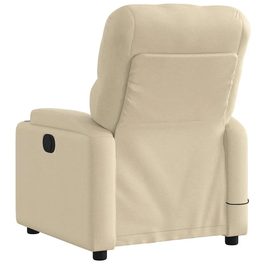 Fauteuil inclinable de massage électrique crème tissu - 5