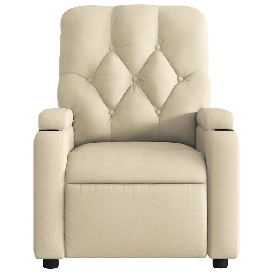 Fauteuil inclinable de massage électrique crème tissu - 9