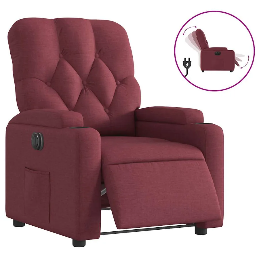 Fauteuil inclinable électrique Rouge bordeaux Tissu - 2