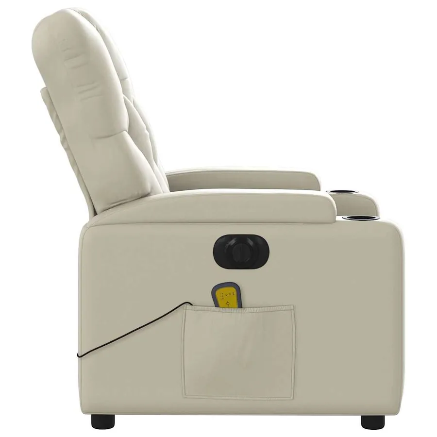 Fauteuil de massage inclinable électrique crème similicuir - 10
