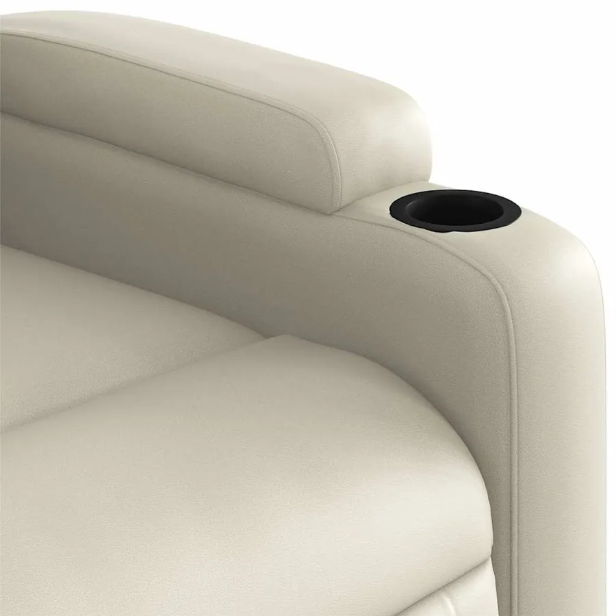 Fauteuil de massage inclinable électrique crème similicuir - 11