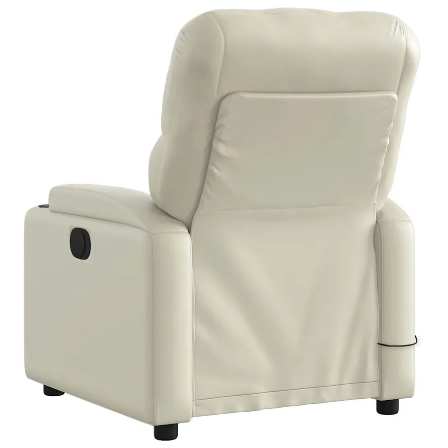 Fauteuil de massage inclinable électrique crème similicuir - 5