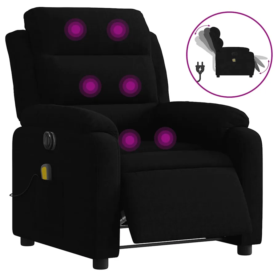Fauteuil inclinable de massage électrique noir velours - 2