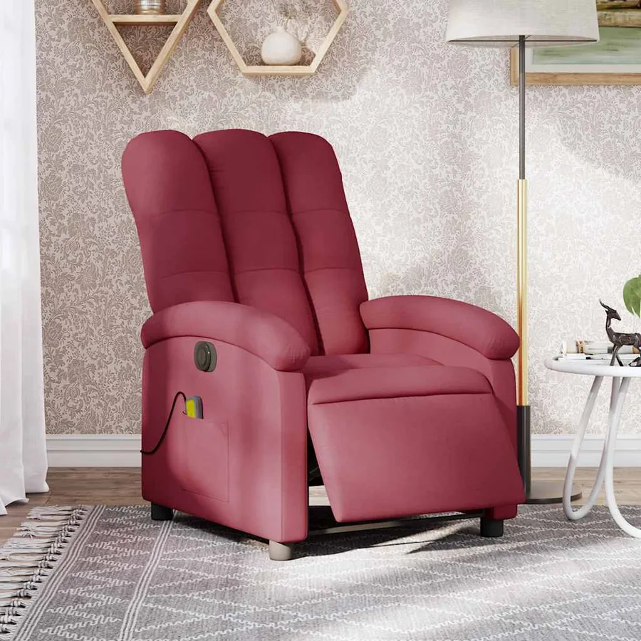 Fauteuil de massage inclinable électrique Rouge bordeaux Tissu