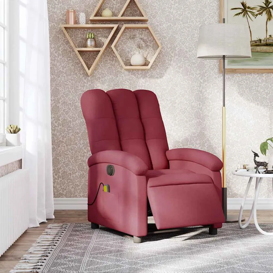 Fauteuil de massage inclinable électrique Rouge bordeaux Tissu - 15