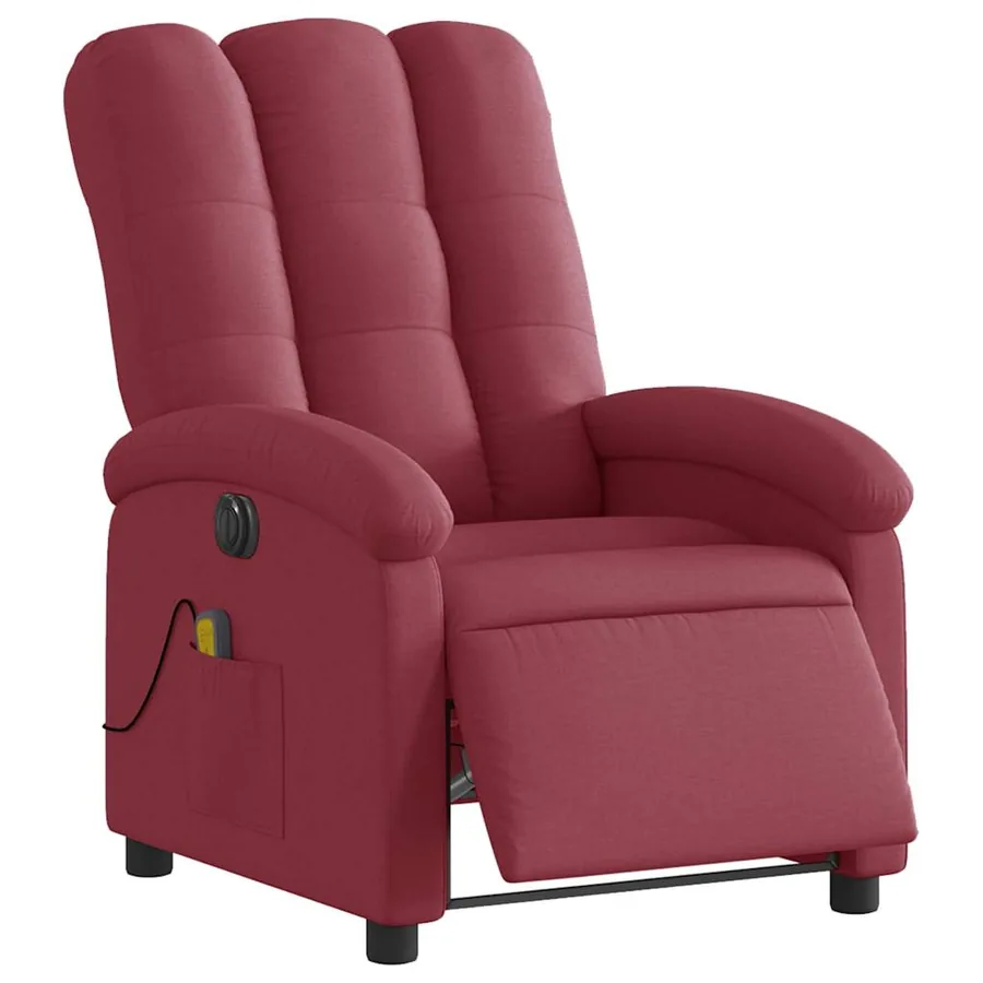 Fauteuil de massage inclinable électrique Rouge bordeaux Tissu - 3