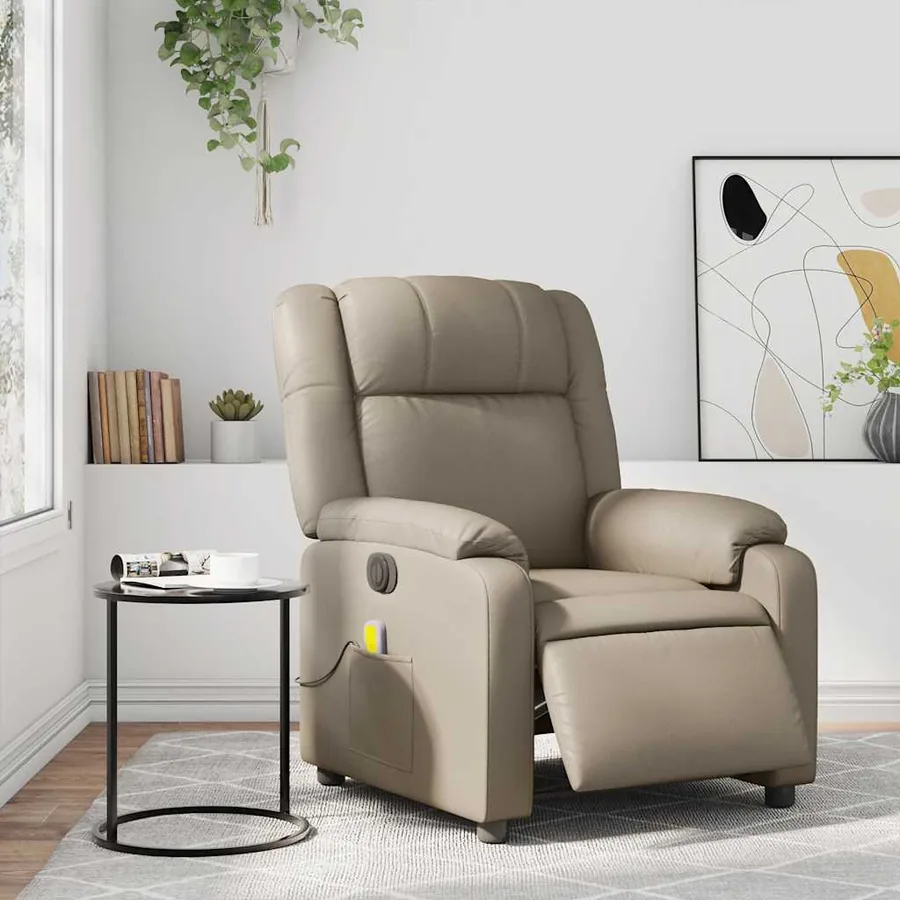 Fauteuil de massage inclinable électrique cappuccino similicuir - 16