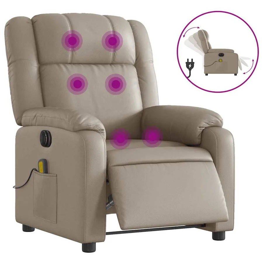 Fauteuil de massage inclinable électrique cappuccino similicuir - 2