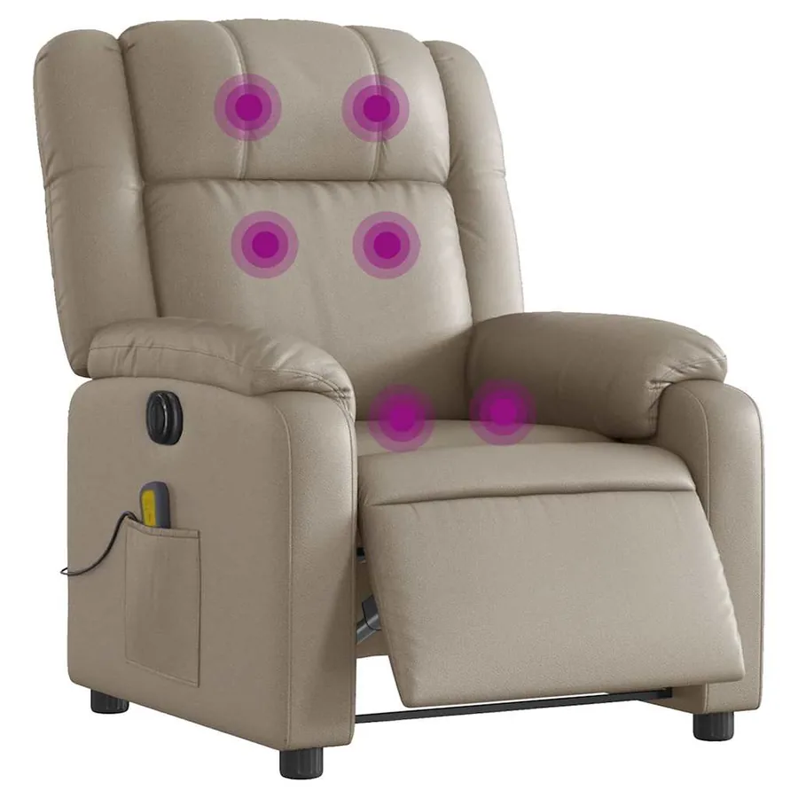 Fauteuil de massage inclinable électrique cappuccino similicuir - 3