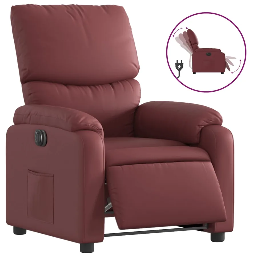 Fauteuil inclinable électrique Rouge bordeaux Similicuir - 2