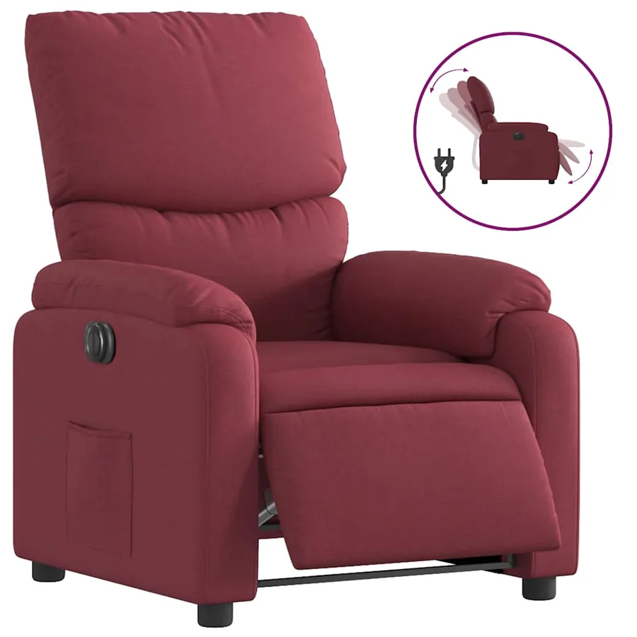 Fauteuil inclinable électrique Rouge bordeaux Tissu - 2
