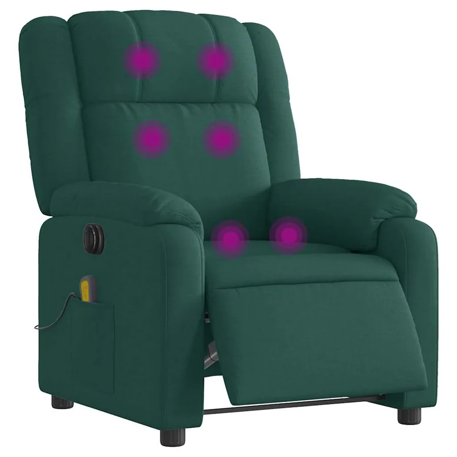 Fauteuil de massage inclinable électrique Vert foncé Tissu - 3