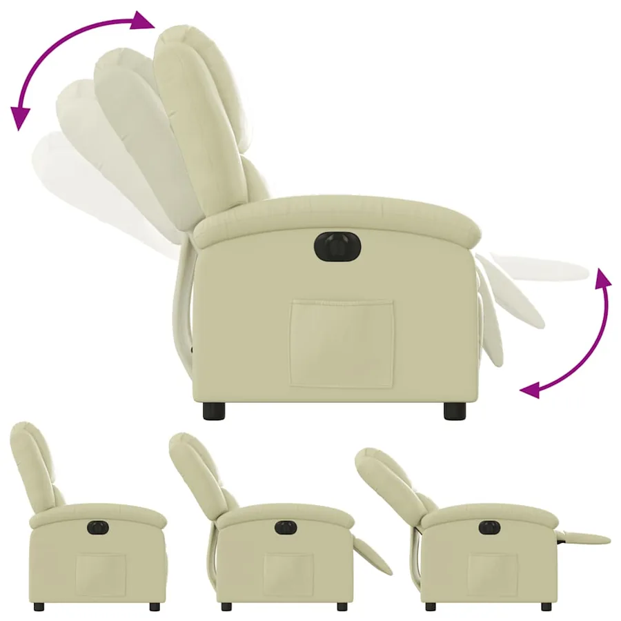 Fauteuil inclinable électrique crème cuir véritable - 7