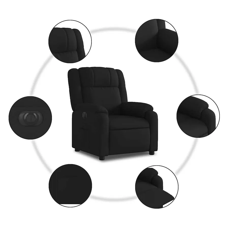 Fauteuil inclinable électrique Noir Tissu - 8