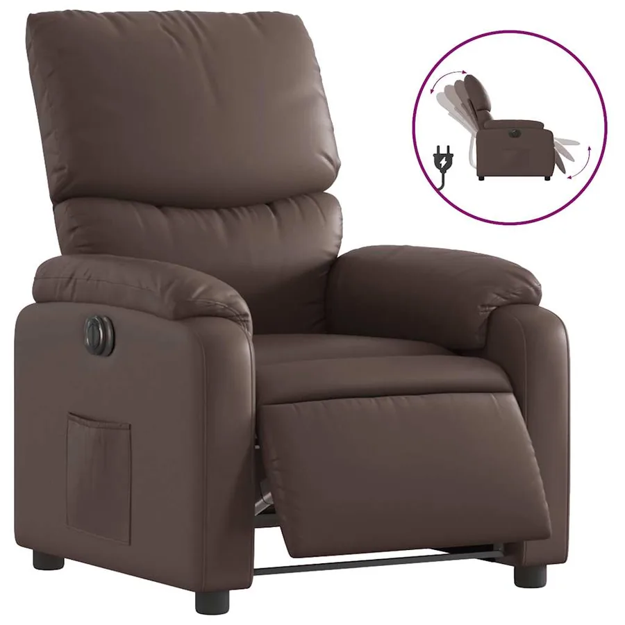 Fauteuil inclinable électrique Marron Similicuir - 2