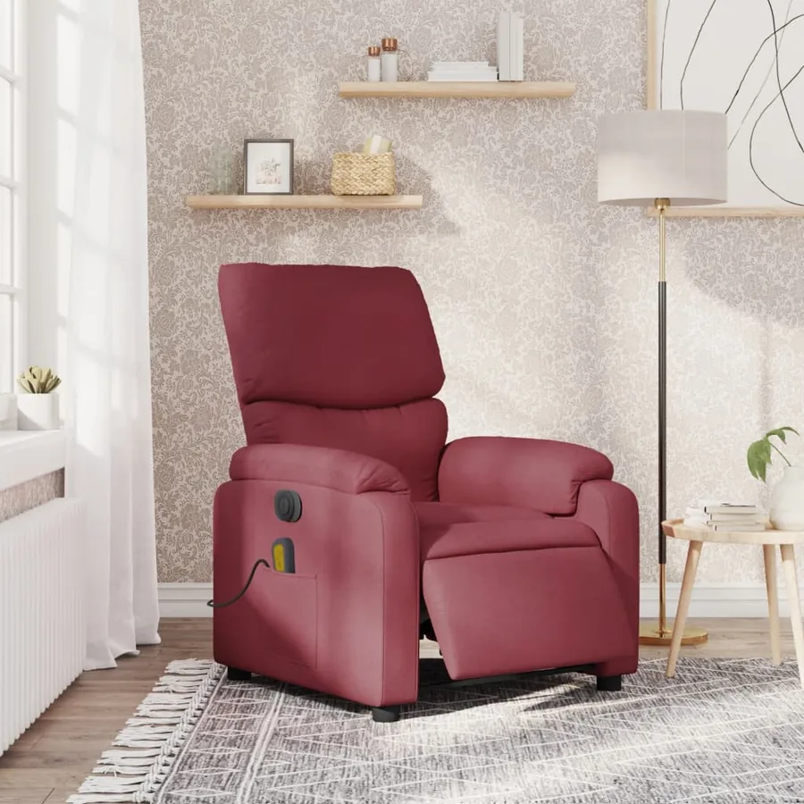 Fauteuil de massage inclinable électrique Rouge bordeaux Tissu - 15
