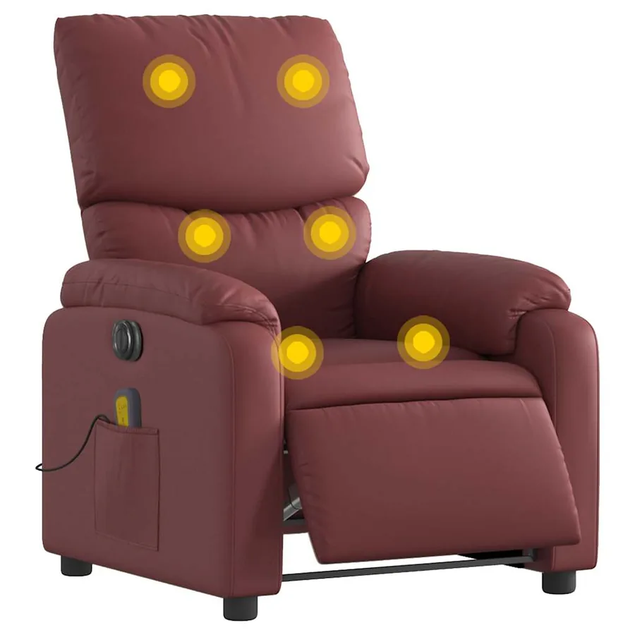 Fauteuil de massage inclinable électrique rouge bordeaux - 3