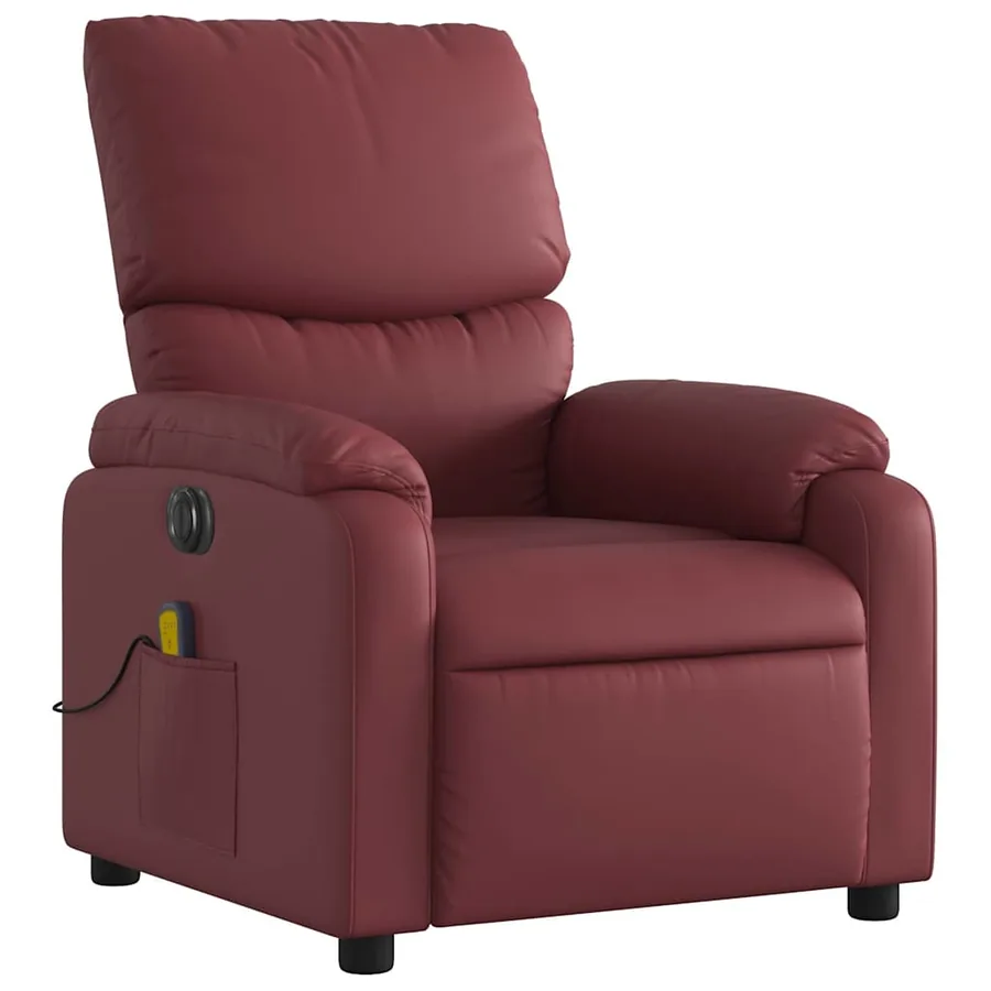 Fauteuil de massage inclinable électrique rouge bordeaux - 4