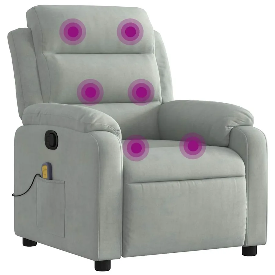 Fauteuil de massage inclinable gris clair velours - 2
