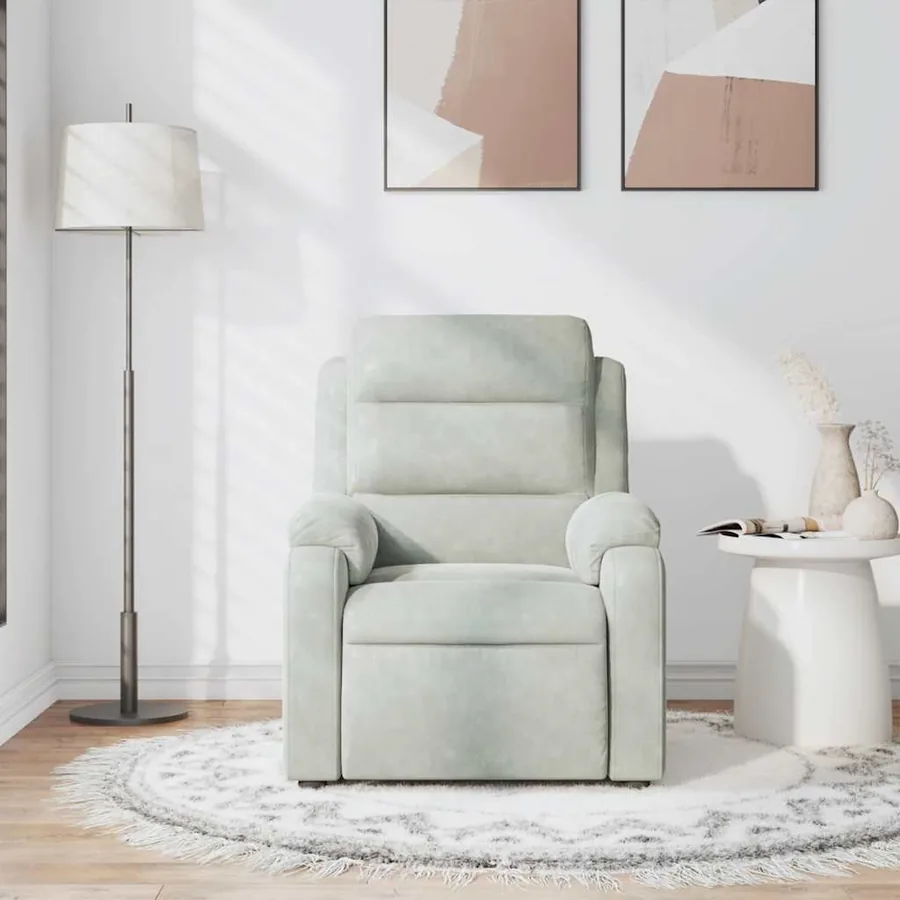 Fauteuil de massage inclinable gris clair velours - 3