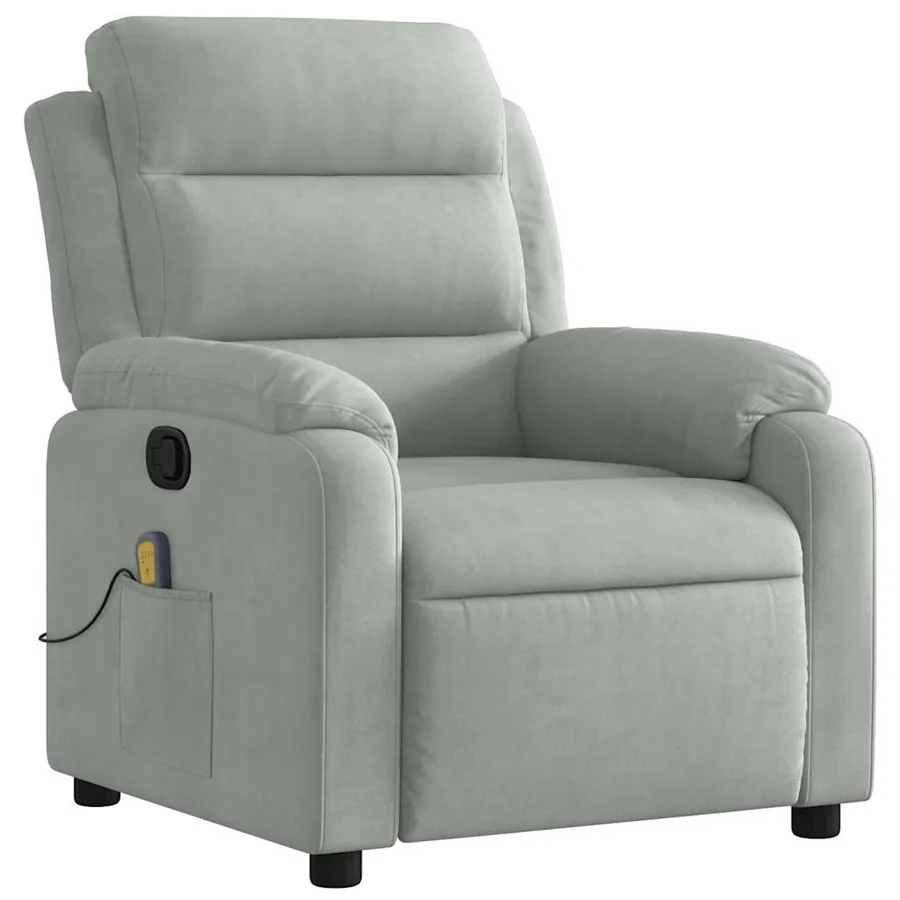 Fauteuil de massage inclinable gris clair velours - 4