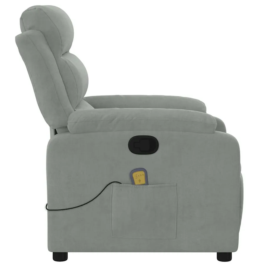 Fauteuil de massage inclinable gris clair velours - 9