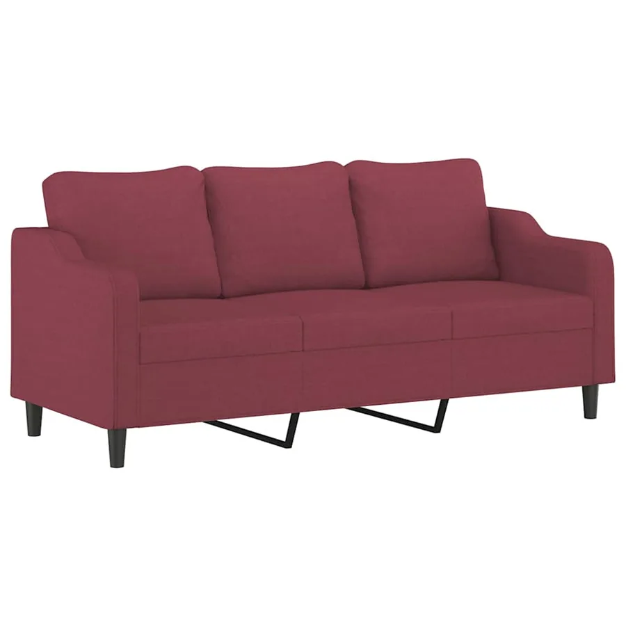 Ensemble de canapés 2 pcs avec coussins rouge bordeaux tissu - 4