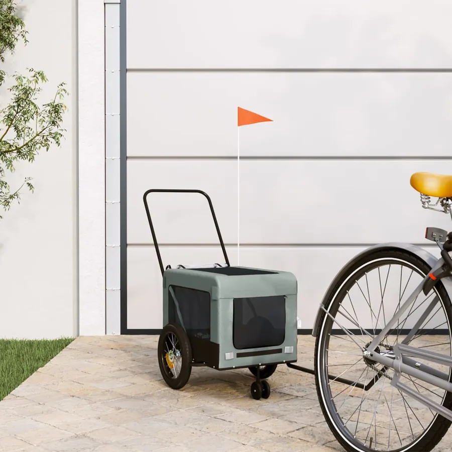 Remorque de vélo pour animaux de compagnie gris et noir