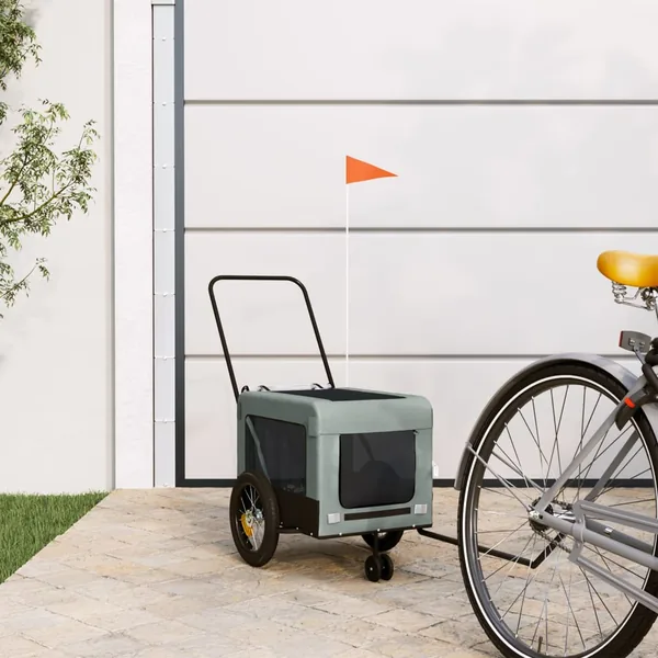 Remorque de vélo pour animaux de compagnie gris et noir